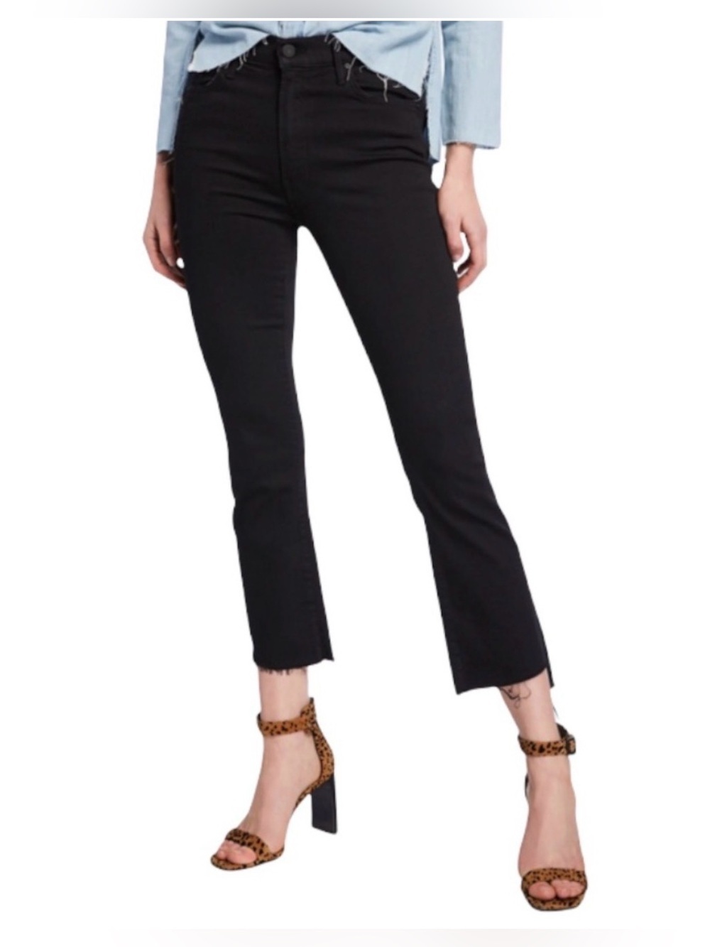 MOTHER The Rascal Ankle Step Fray, Wash Black, Size 26